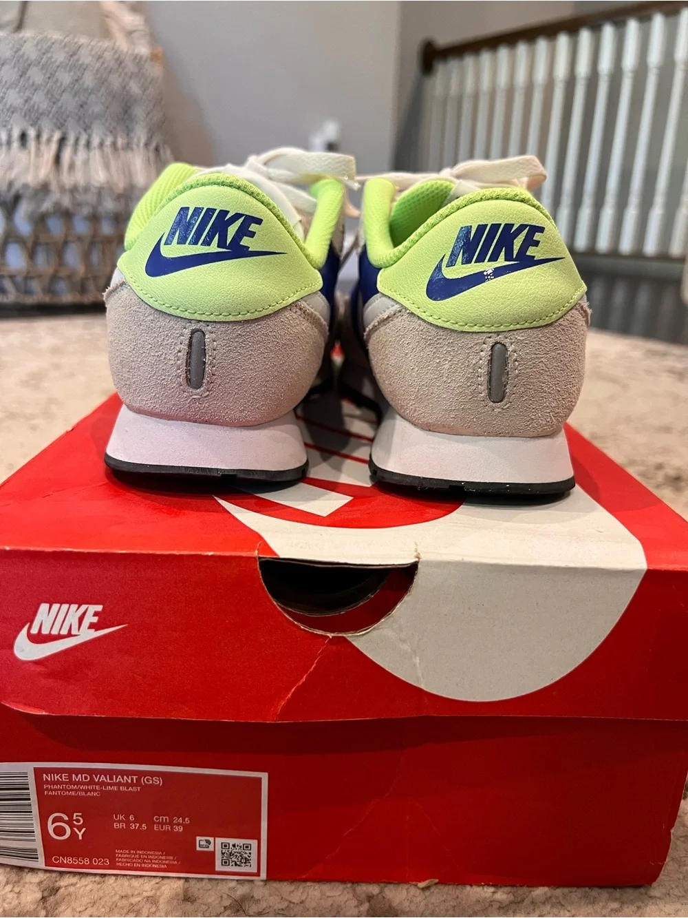 Nike Women’s Blue and Neon Green Retro Sneakers -Fit like women’s 8.